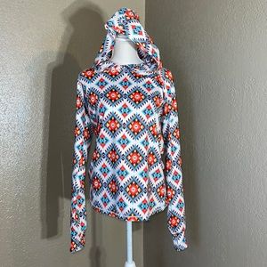 Geometric Patterned Hooded Sweater